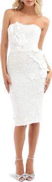 HELSI Liliana Sequin Floral Appliqué Strapless Cocktail Dress