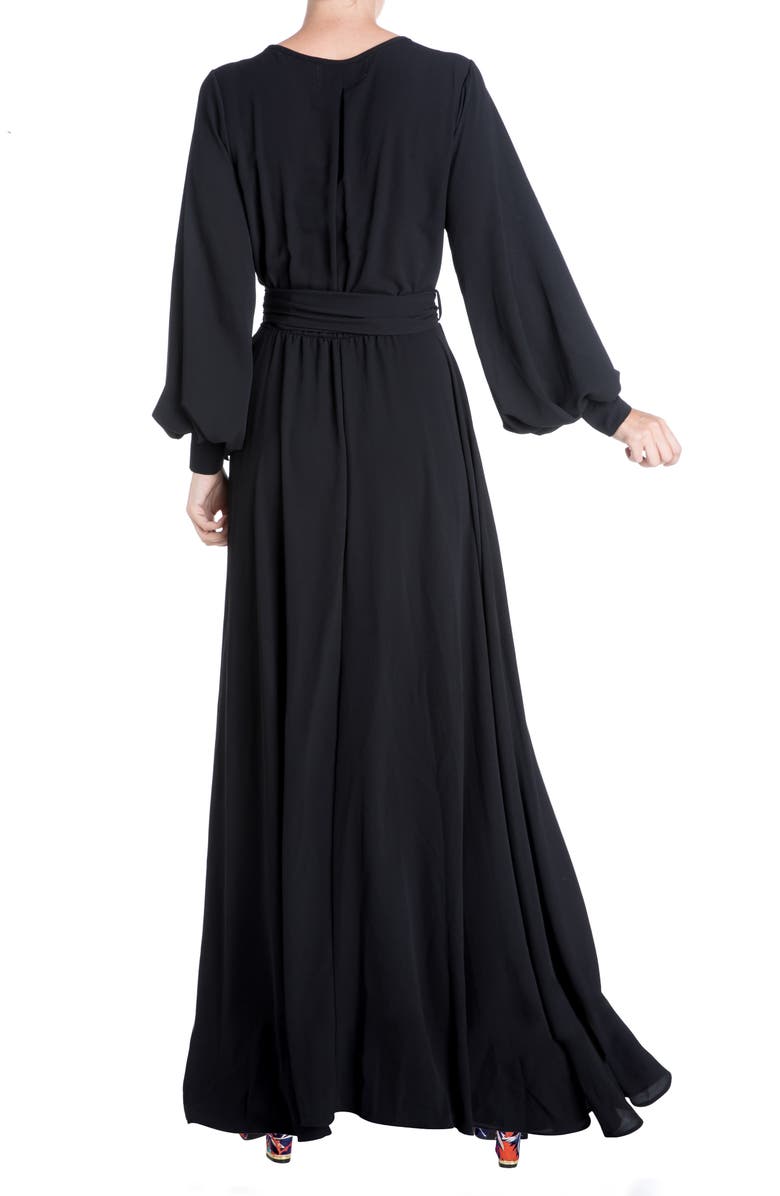 MEGHAN LA Surplice V-Neck Self Tie Wrap Maxi Dress, Alternate, color, 