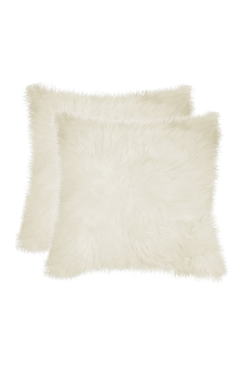New Zealand 18x18 Genuine Sheepskin Pillow - Set of 2 - Natural, Main, color, NATURAL