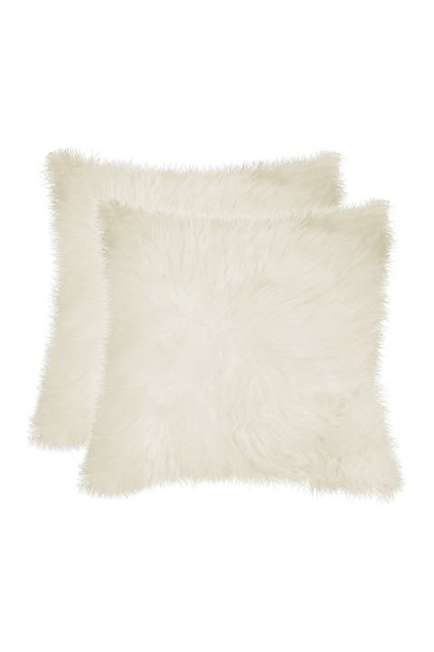 New Zealand 18x18 Genuine Sheepskin Pillow - Set of 2 - Natural