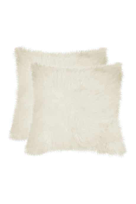 NATURAL New Zealand 18x18 Genuine Sheepskin Pillow - Set of 2 - Natural