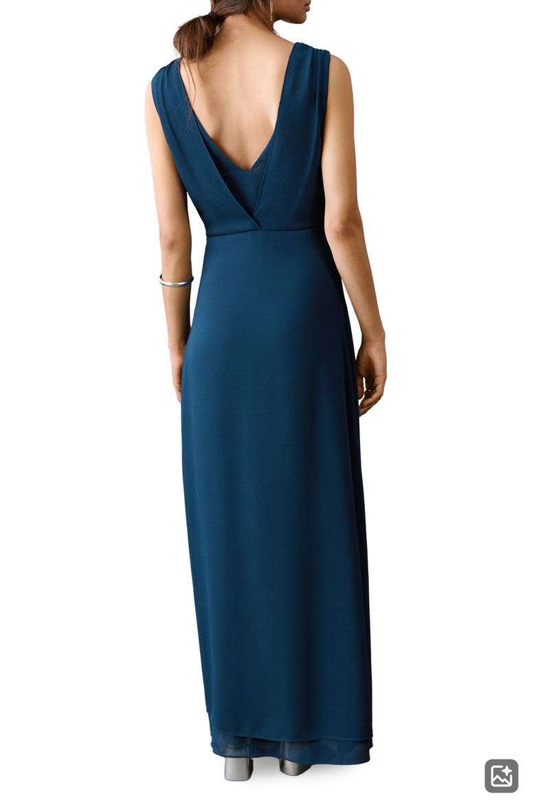 Twist Front Sleeveless Maxi Dress, Alternate, color, NAVY
