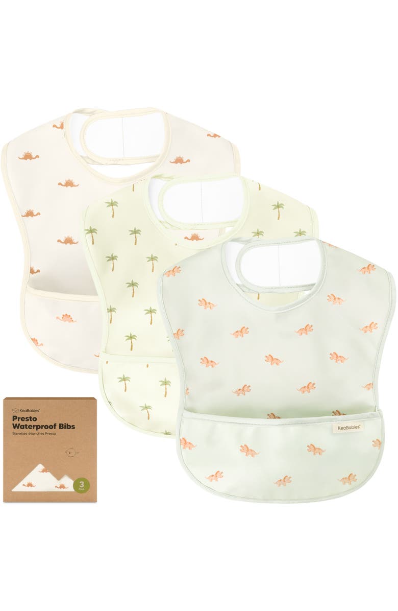 KeaBabies 3-Pack Presto Waterproof Bibs, Main, color, Roarsome