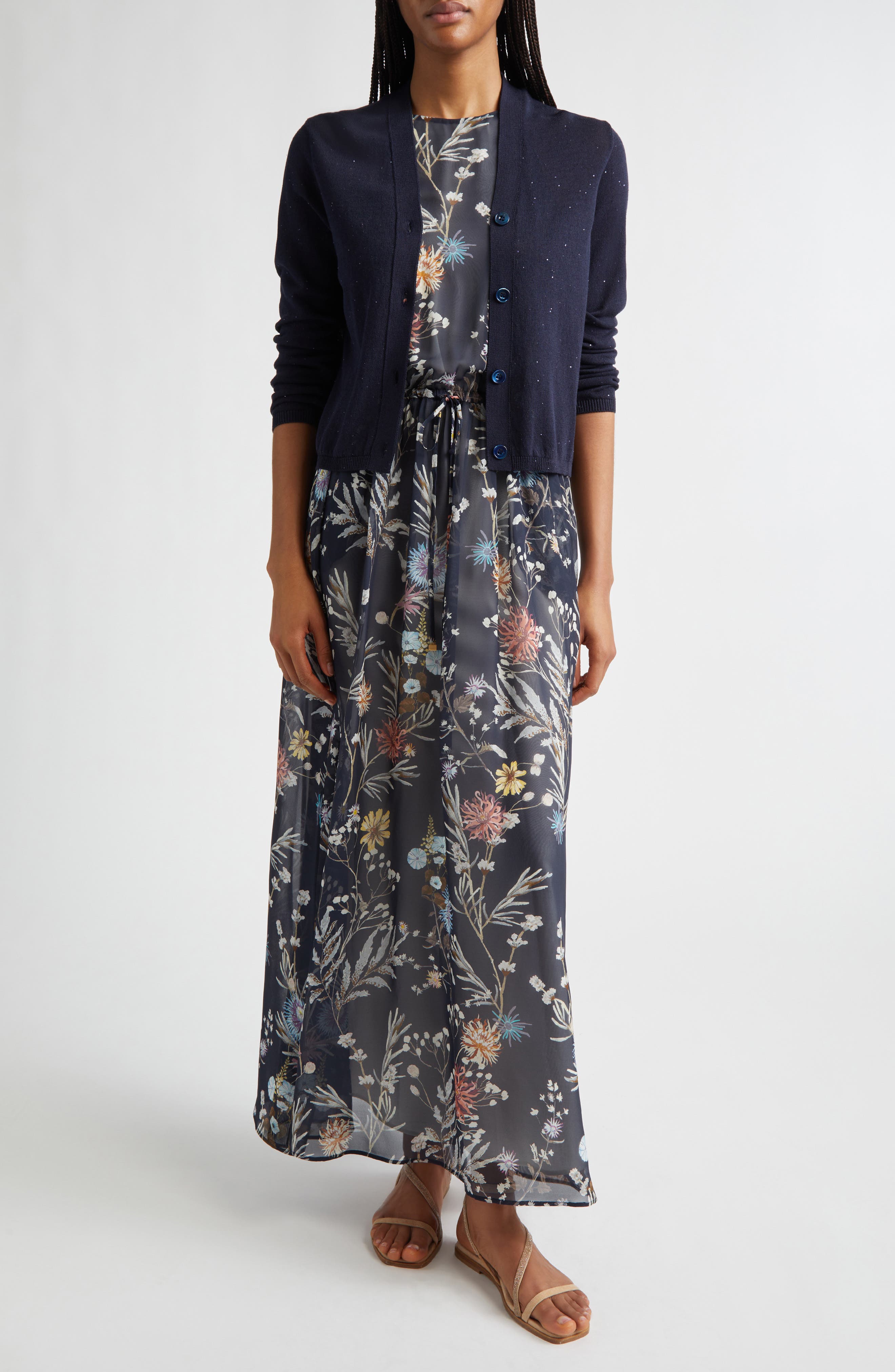 Floral Silk Chiffon Maxi Dress - image 2