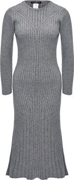 PIETRO BRUNELLI MATERNITY Long Sleeve Rib Maternity Midi Sweater Dress
