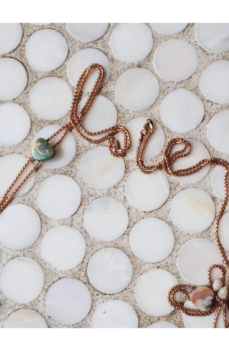 LuvMyJewelry Luv Me Ruby Fuchsite Gemstone Rose Gold Plated Silver Adjustable Heart Women Necklace, Alternate, color, 14Kt Rose Gold Vermeil