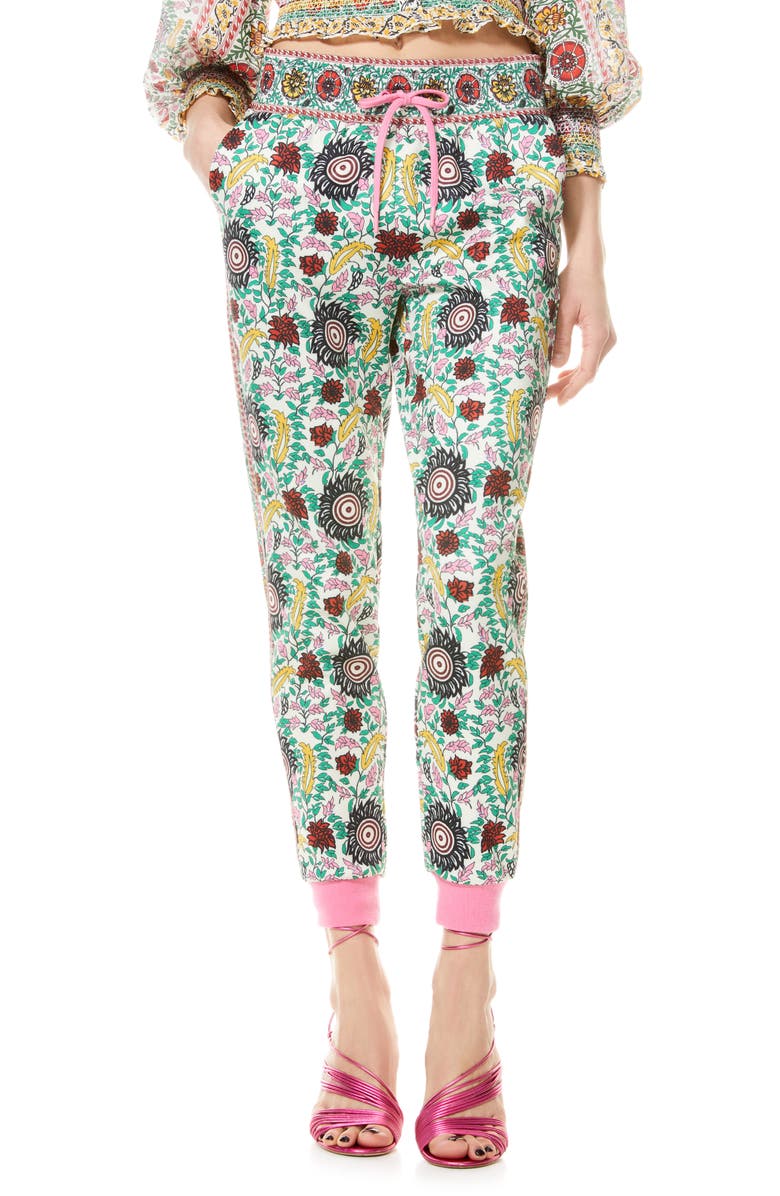 Alice + Olivia NYC Floral Slim Joggers, Main, color, 