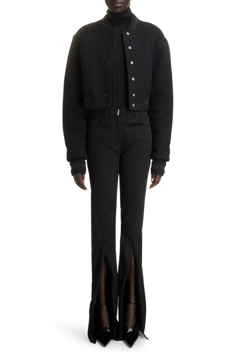 Givenchy Wool Crop Varsity Jacket, Alternate, color, 