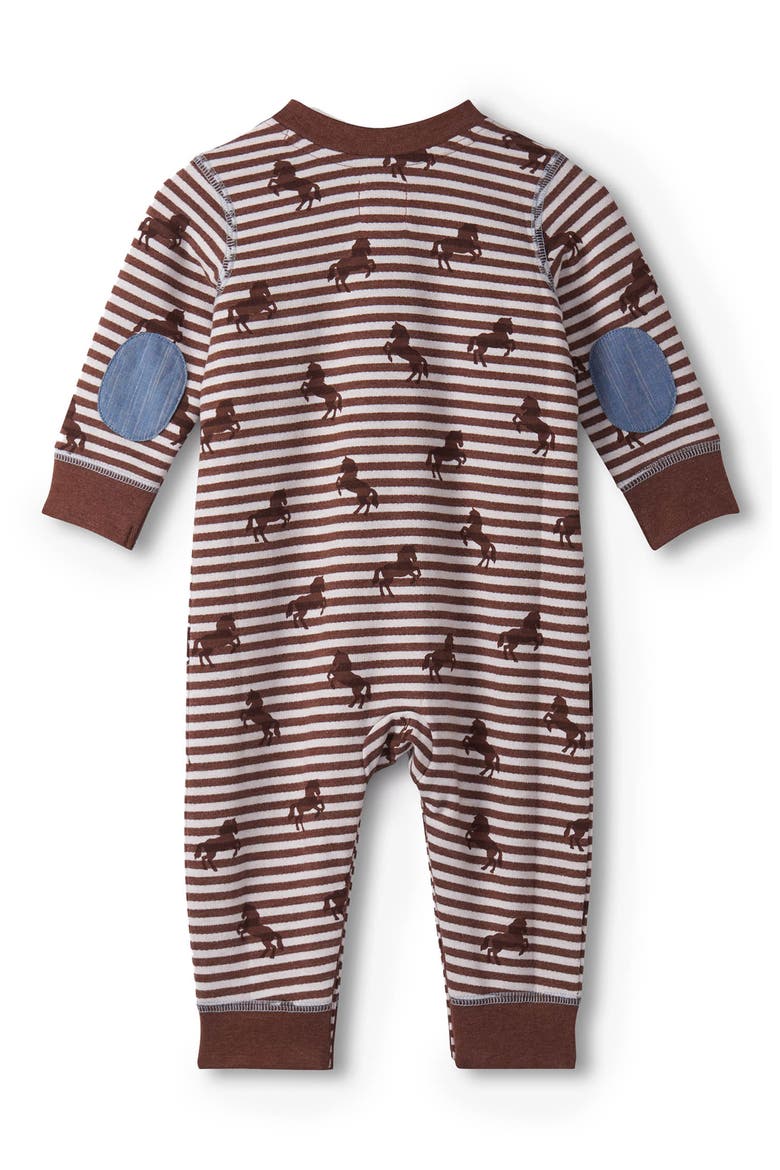 Ranch Horses Henley Romper, Alternate, color, BROWN
