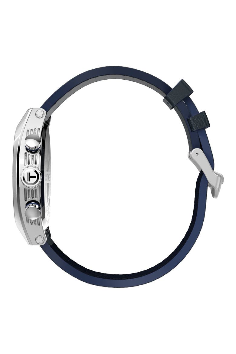 Legacy Tonneau Chronograph Leather Strap Watch, 42mm, Alternate, color, BLUE