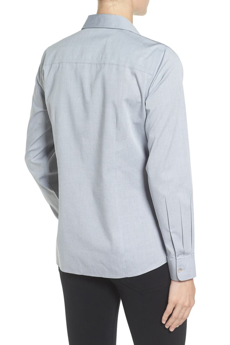 Fitted Cotton Shirt, Alternate, color, SILVER
