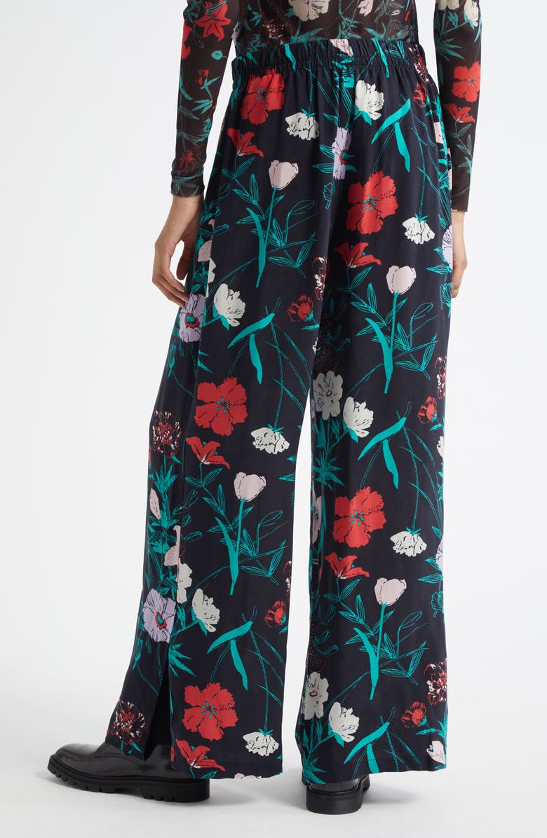 Marimekko Nitty Perenna Floral Pants, Alternate, color, Black, Turquoise, Pink