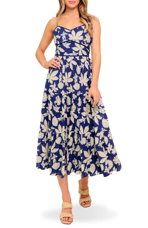Flying Tomato Floral Tie Strap Tiered Cotton Midi Sundress