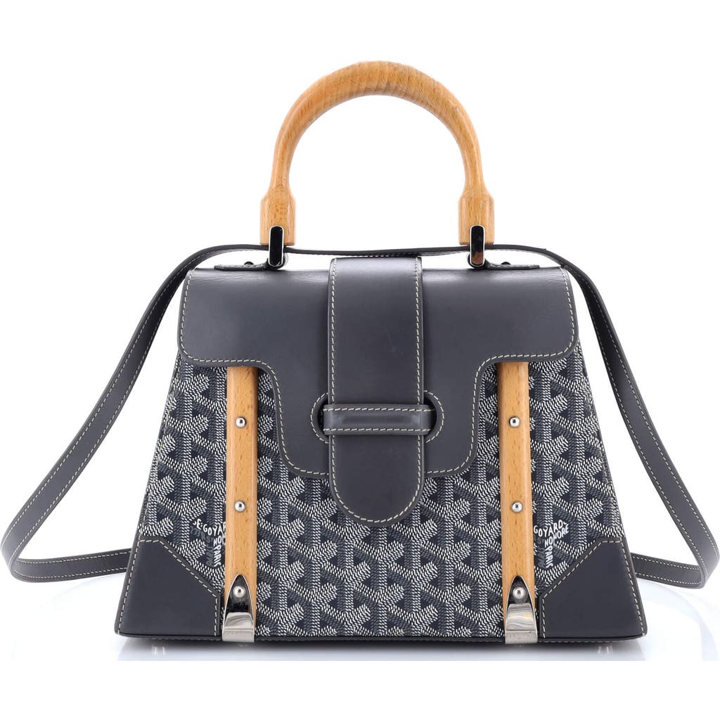 Pre-owned Goyard Goyard Saigon Top Handle Bag Coated Canvas With Leather Pm In Gray