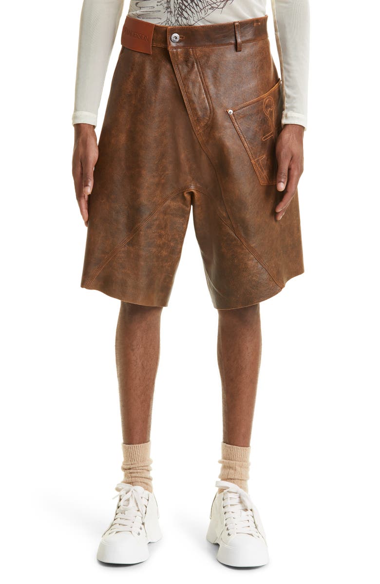 JW Anderson Twisted Lambskin Leather Shorts | Nordstrom