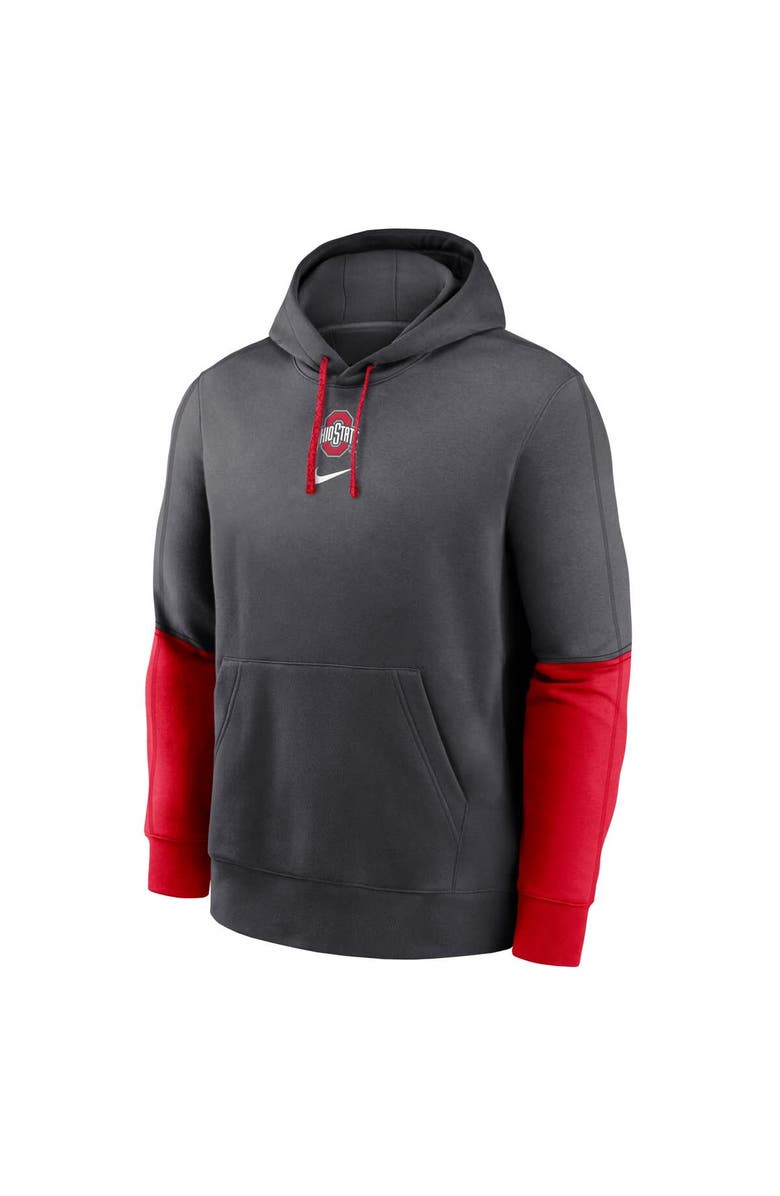 Nike Men's Nike Anthracite/Scarlet Ohio State Buckeyes 2024 Sideline Club Pullover Hoodie, Alternate, color, 