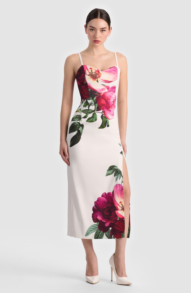 Alice + Olivia Nina Placed Floral Dress, Alternate, color, Empress Bloom Off White