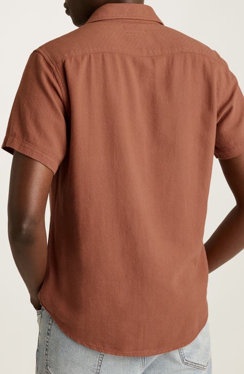 Bonobos Riviera Slim Fit Geo Textured Short Sleeve Cotton Button-up Shirt In Brown