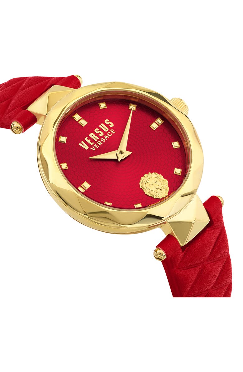 VERSUS Versace Covent Garden Leather Strap Watch, 36mm, Alternate, color, Gold