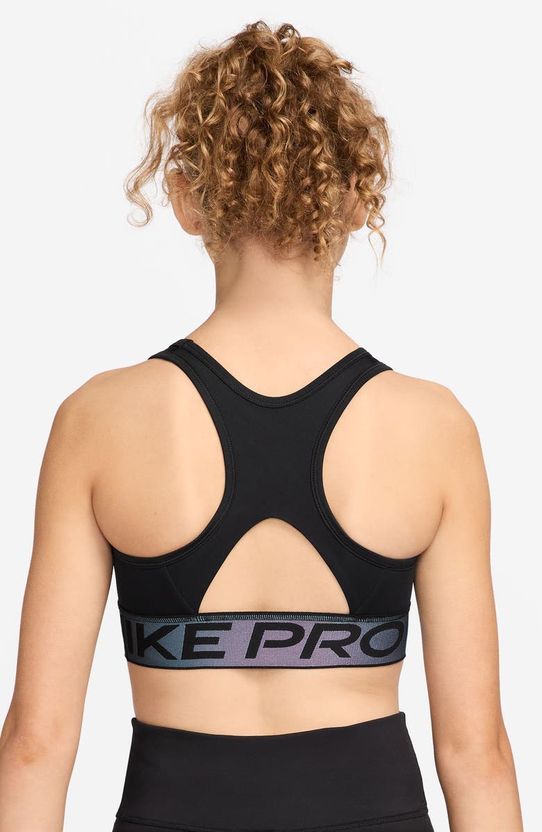 Nike Kids' Pro Swoosh Racerback Sports Bra, Alternate, color, Black/ Black