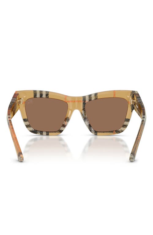 Burberry Be4449f Acetate Square Sunglasses In Check Sand/dark Brown