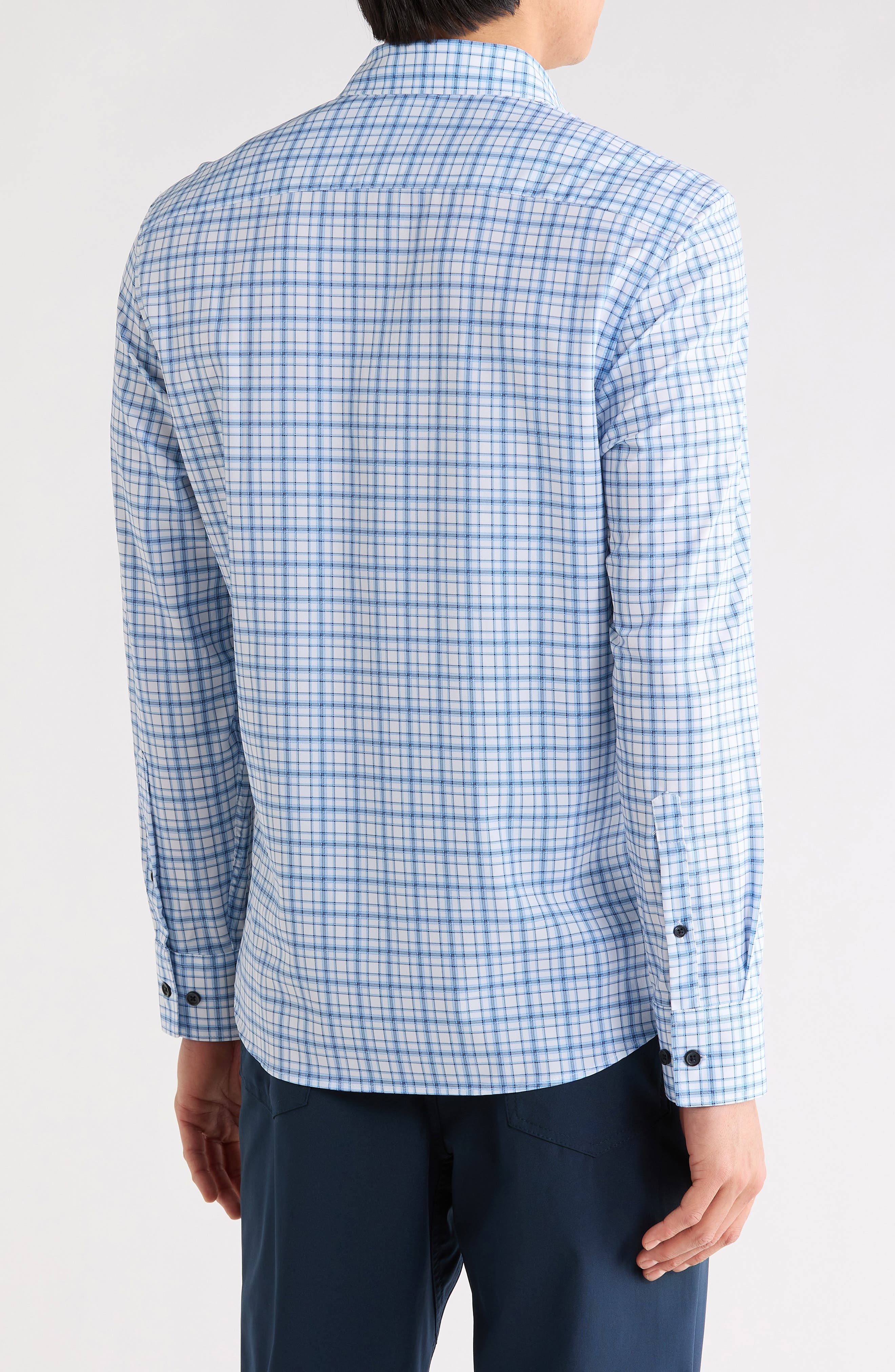 Slim Fit Plaid Stretch Button-Up Shirt - image 2