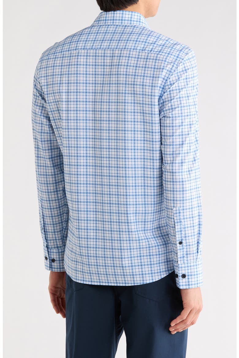 Slim Fit Plaid Stretch Button-Up Shirt, Alternate, color, LIGHT BLUE/ NAVY