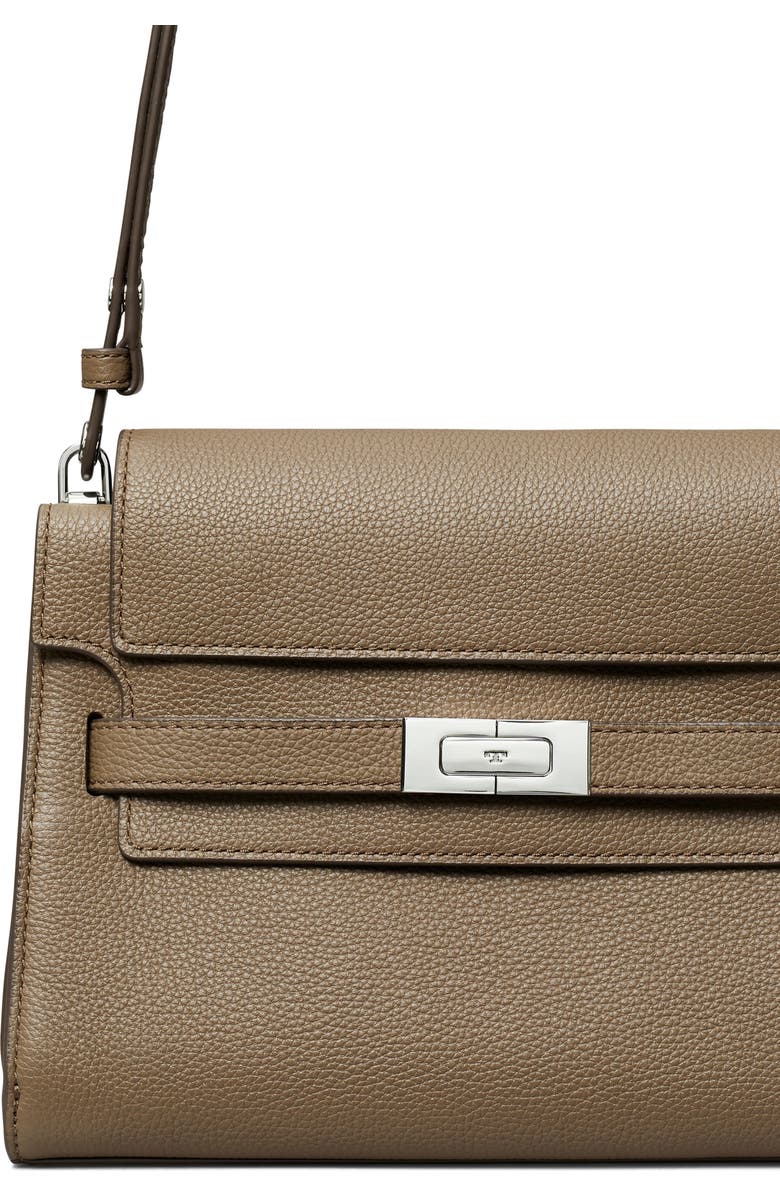 Tory Burch Lee Radziwill Leather Shoulder Bag, Alternate, color, Wild Mushroom