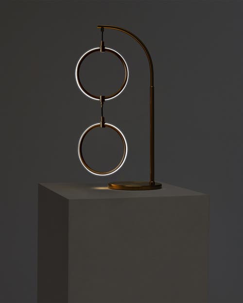 Brightech Nova 24" Modern Led Arc Table Lamp With Built-in 3-way Dimmer In Antique Brass
