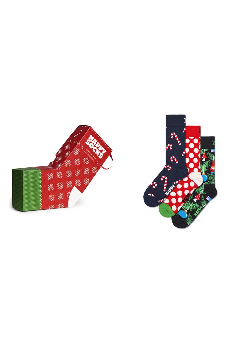 Assorted 3-Pack Christmas Crew Socks Gift Set, Main, color, NAVY