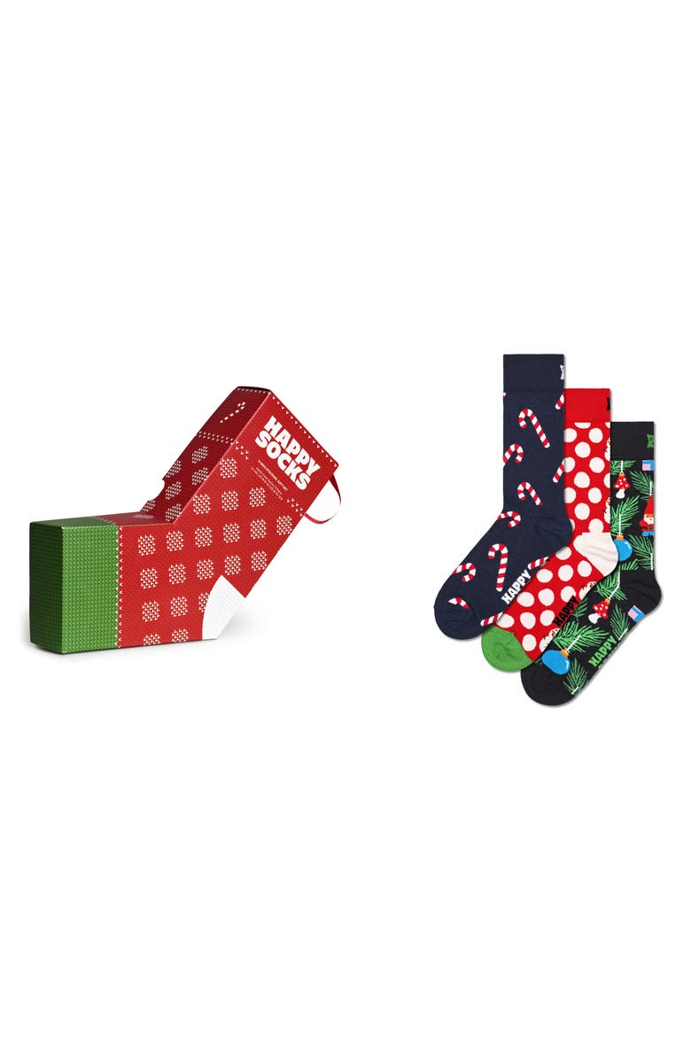 Happy Socks Assorted 3-Pack Christmas Crew Socks Gift Set, Main, color, 