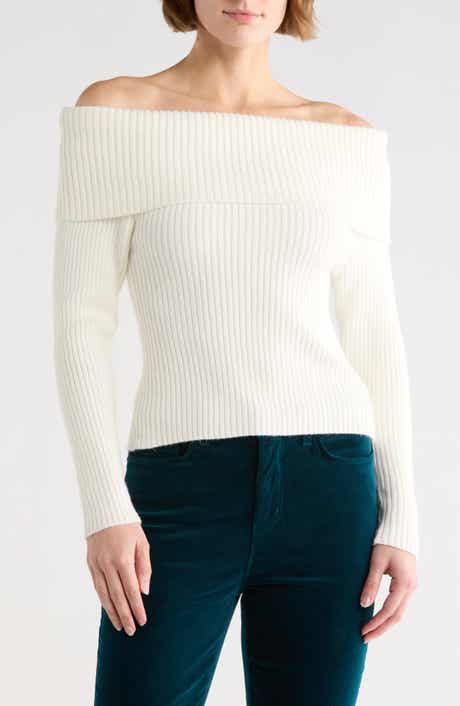 BLANKNYC Off the Shoulder Rib Sweater