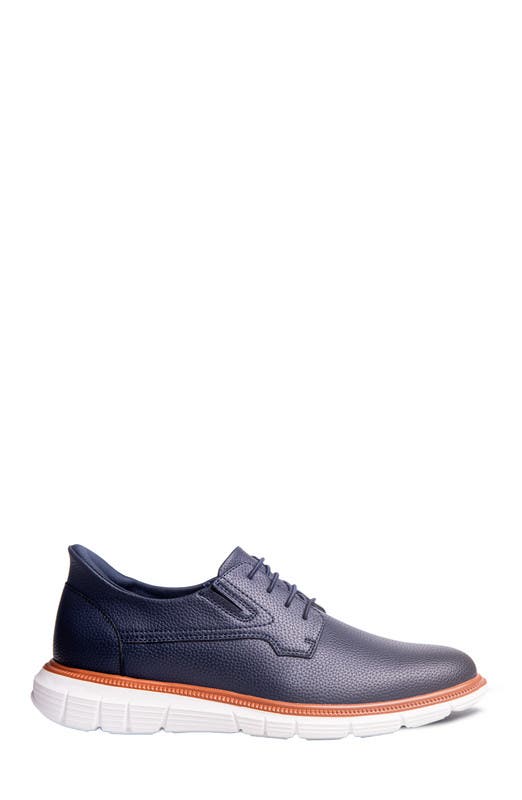 Marc Joseph New York Cloud Street Hands Free Technology Leather Plain Toe Casual Oxford, Alternate, color, Navy  Grainy Leather