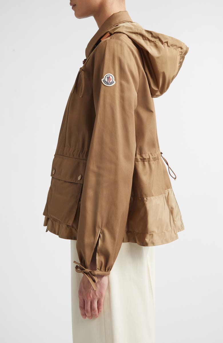 Moncler Adenium Hooded Gabardine & Taffeta Jacket, Alternate, color, Open Beige