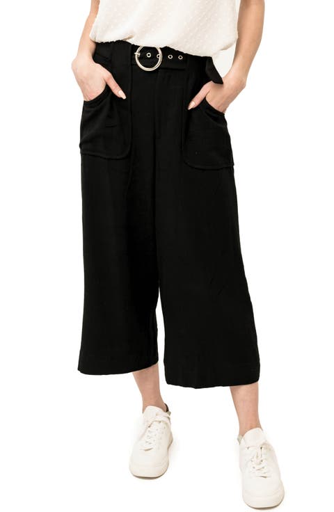 Belted Crop Wide Leg Pants
