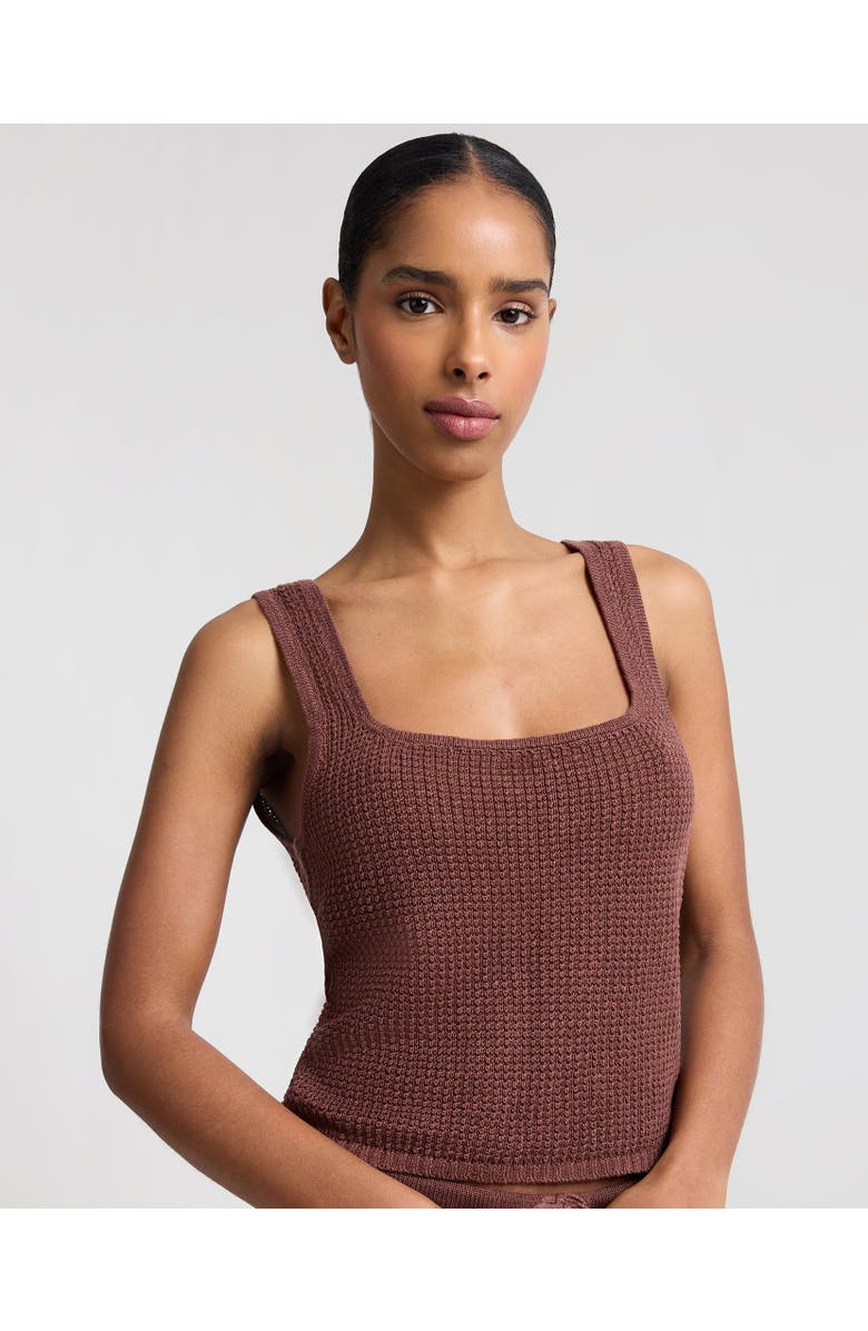 Onia Knit Square Neck Tank, Main, color, Brown