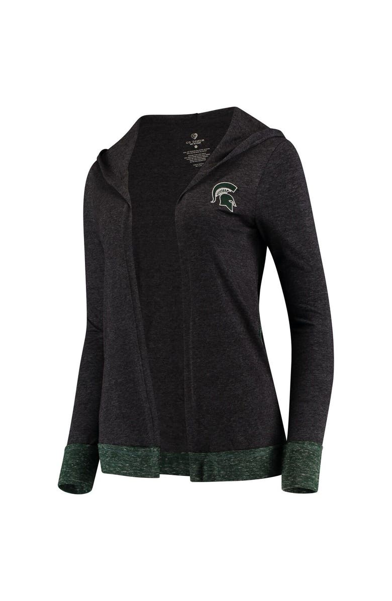 COLOSSEUM Women's Colosseum Heather Charcoal Michigan State Spartans Steeplechase Open Hooded Lightweight Cardigan, Main, color,