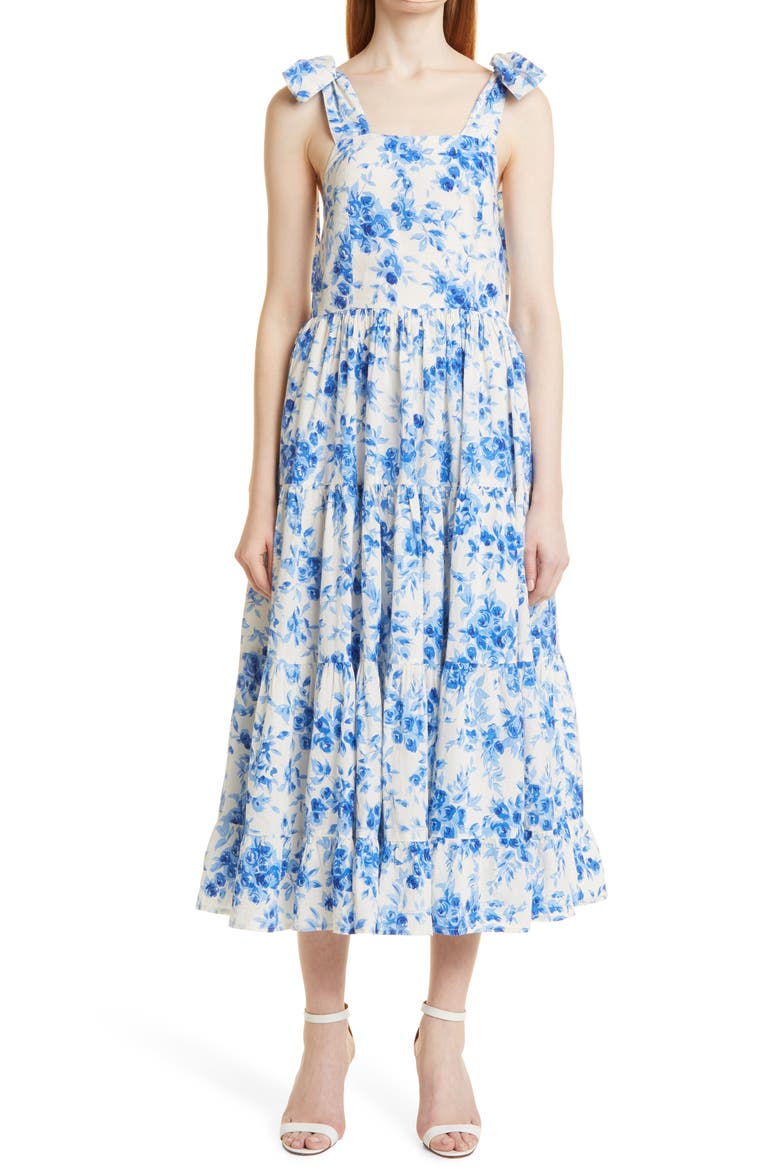Daphne Cotton Sundress, Main, color, BLUE BOUQUET