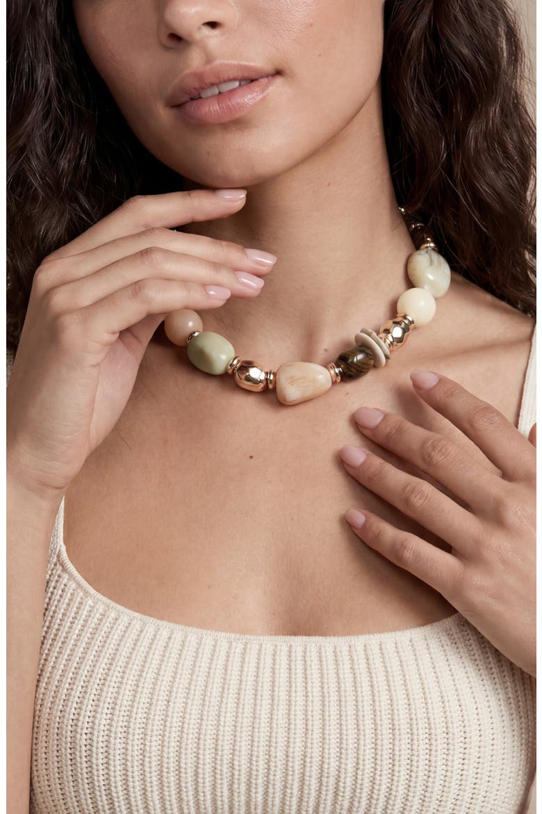 Serene Stone Necklace, Alternate, color, BEIGE