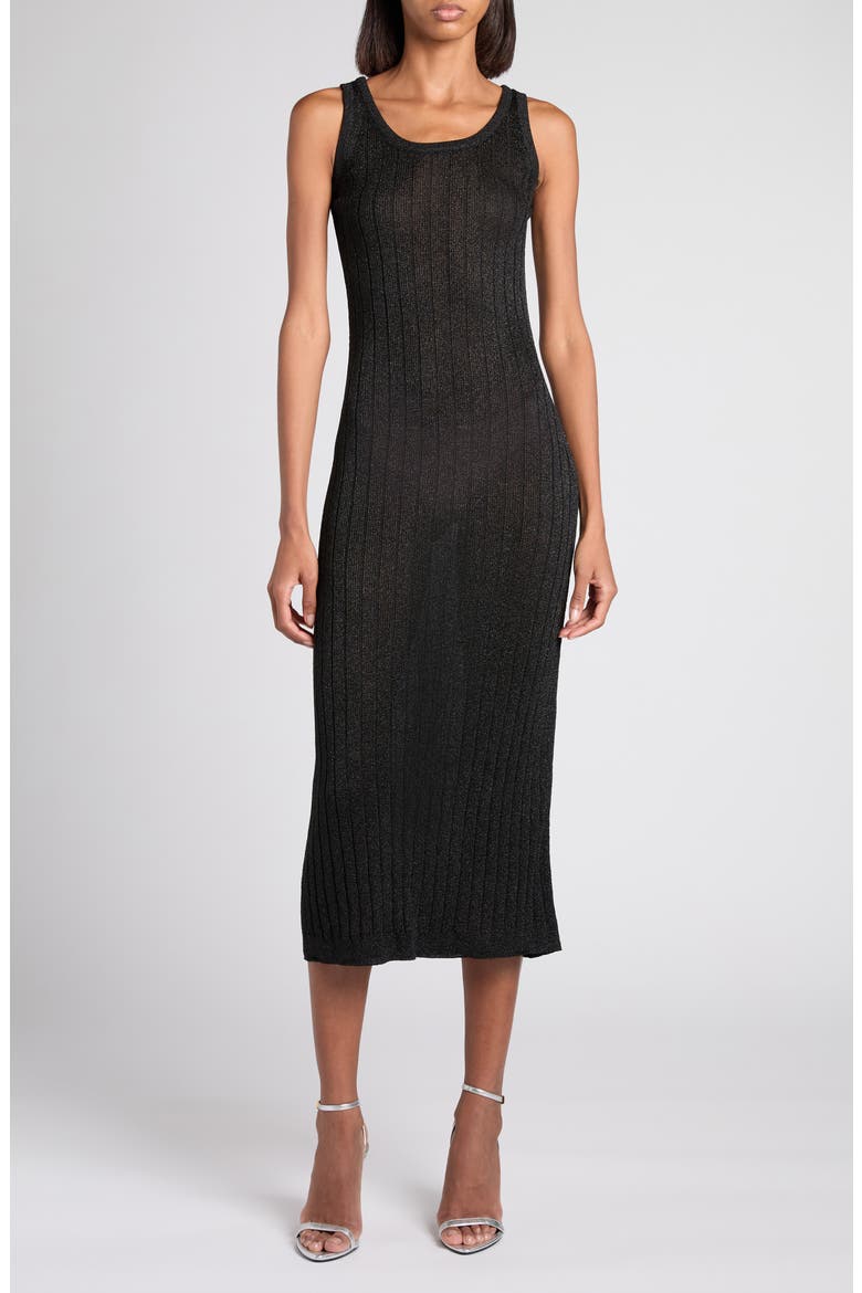 Metallic Rib Midi Sweater Dress, Main, color, LB999 BLACK