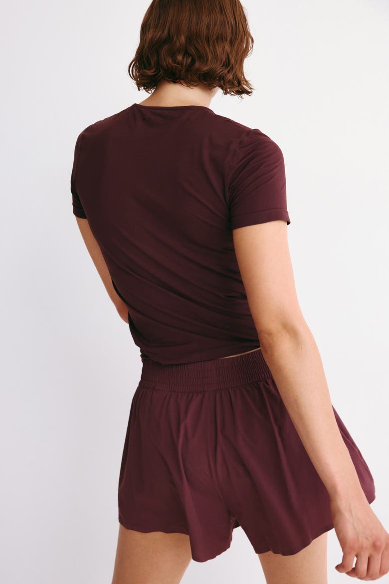 Layered Sports Shorts With Pocket, Alternate, color, Boysenberry