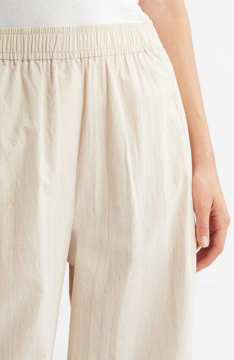 MANGO Pull-On Wide Leg Woven Cotton Pants, Alternate, color, Ecru