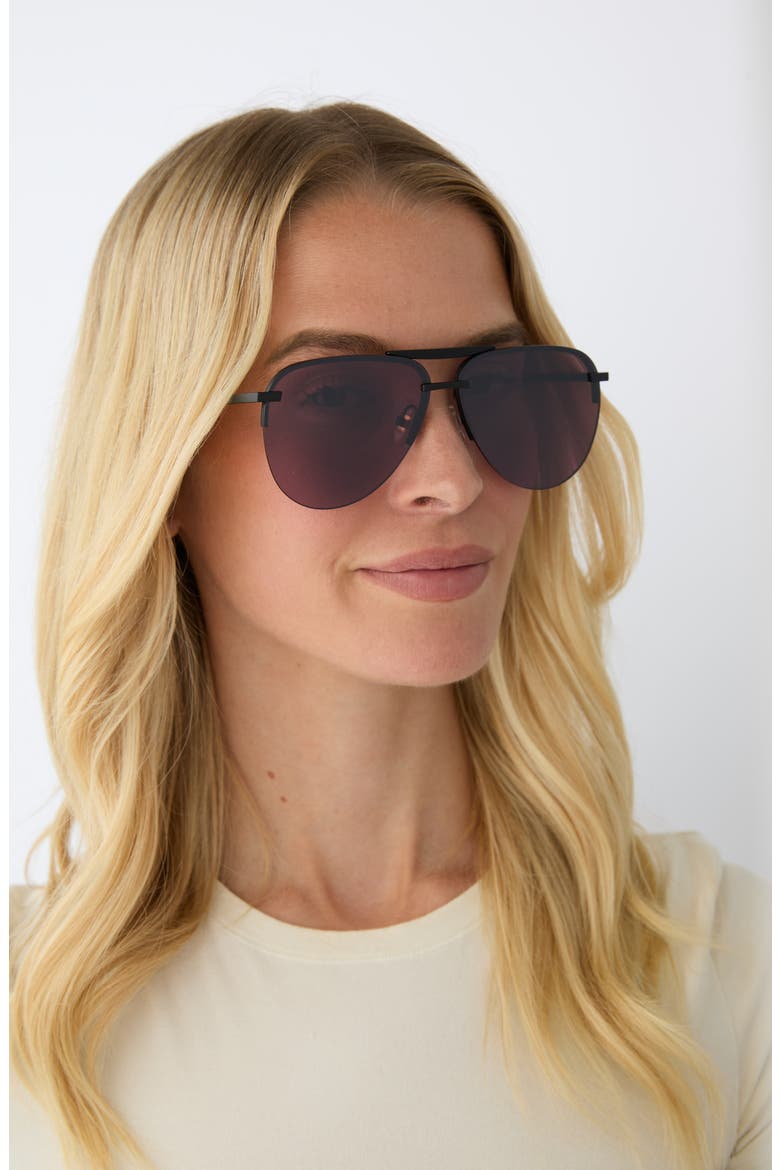 Tahoe 65mm Oversize Aviator Sunglasses, Alternate, color, AUBERGINE WITH SILVER FLASH
