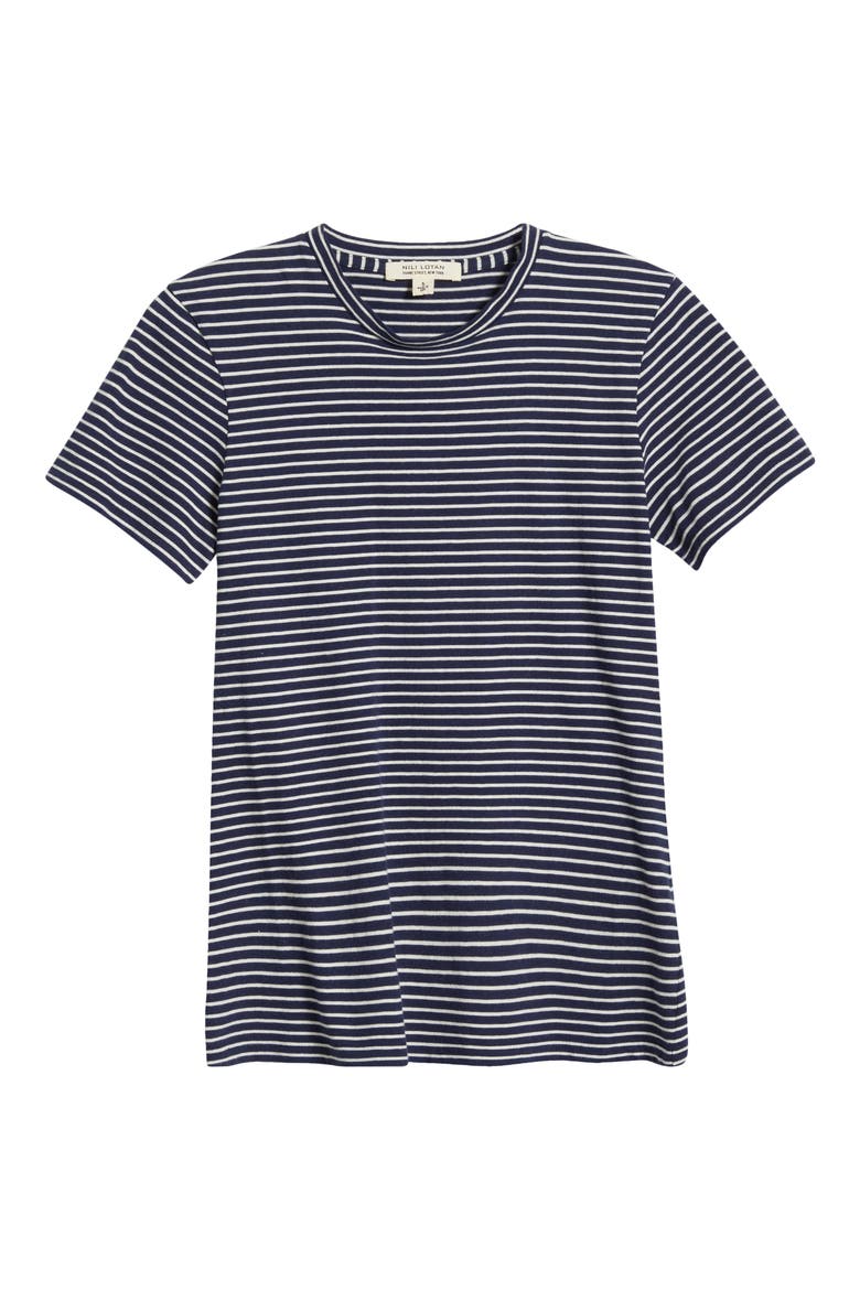 Lana Stripe Cotton T-Shirt, Alternate, color, NAVY/ NATURAL STRIPE