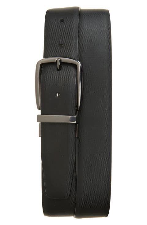 Feather Edge Gunmetal Buckle Faux Leather Belt
