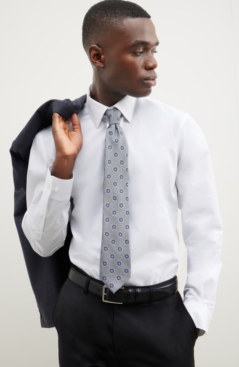 Nordstrom Non-Iron Traditional Fit Solid Cotton Dress Shirt, Alternate, color, White