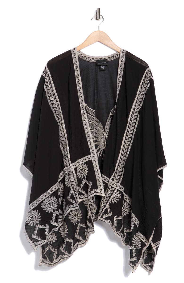 Forgotten Grace Embroidered Ruana, Alternate, color, Black/ White