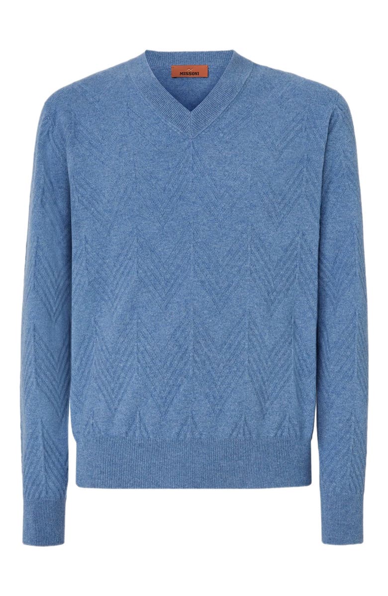 Missoni Tonal Cashmere V-neck And Zigzag Pullover, Alternate, color, 