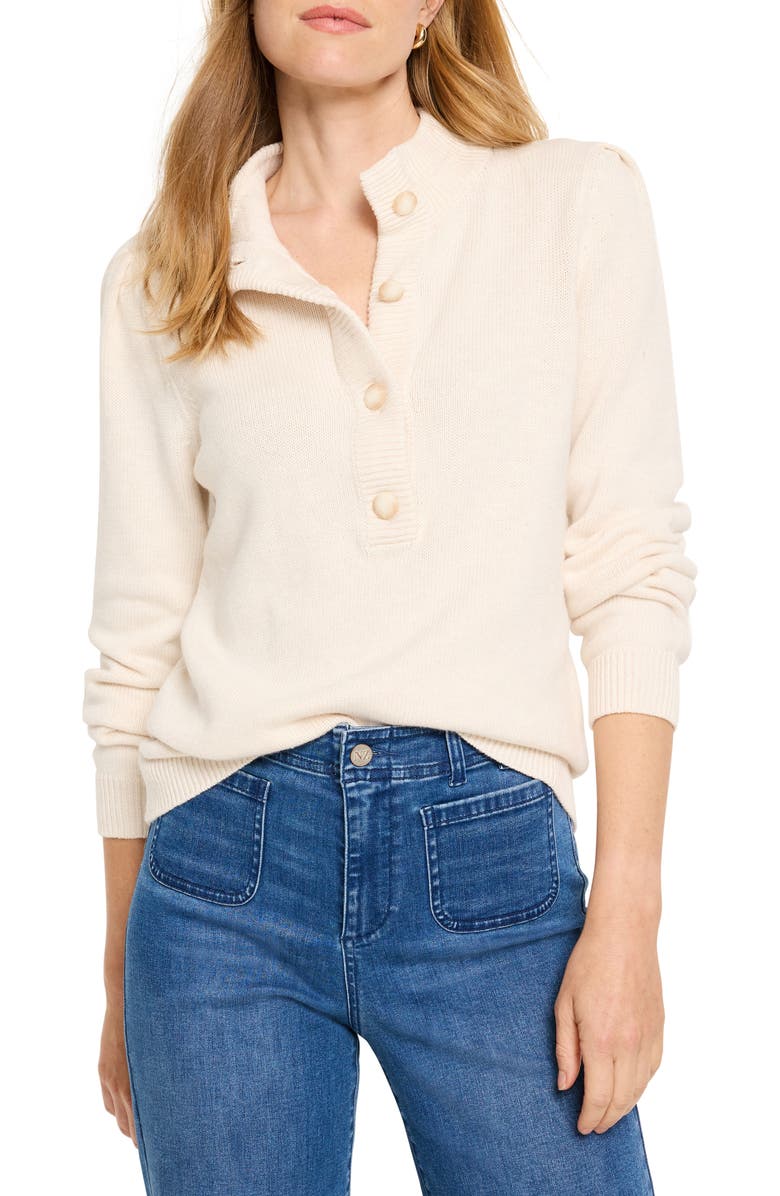 NIC+ZOE Cotton Blend Henley Sweater, Main, color, Classic Cream