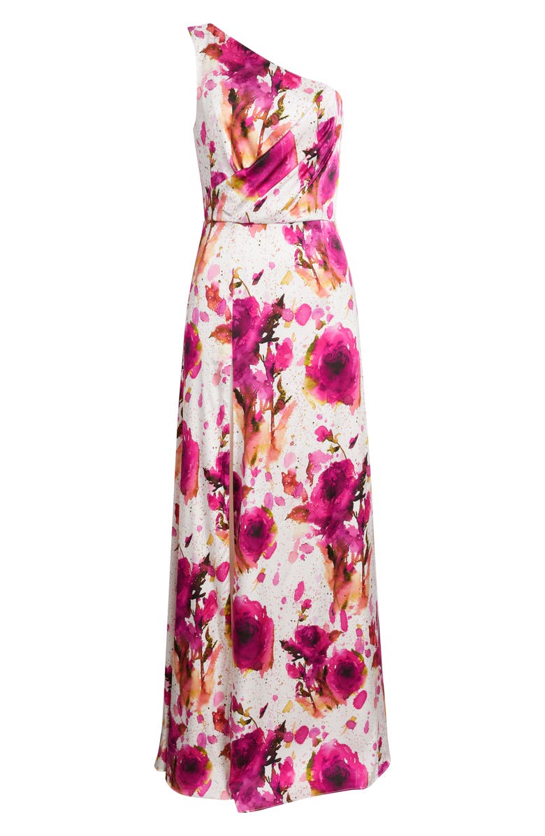 Black Halo Marietta Floral One-Shoulder Gown, Alternate, color, 